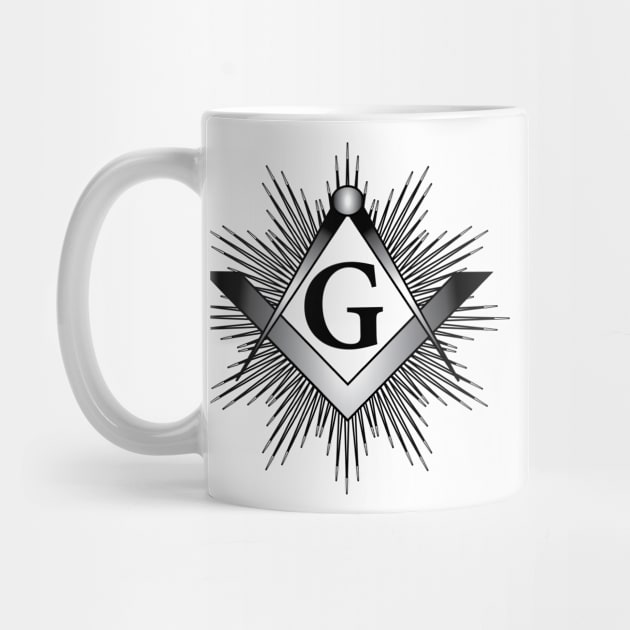 Masonic symbol of square and compass, with rays and G letter by NxtArt